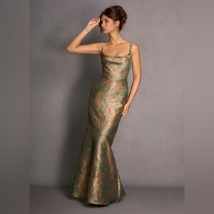 Azazie Calantha Vintage Teal Maxi Dress